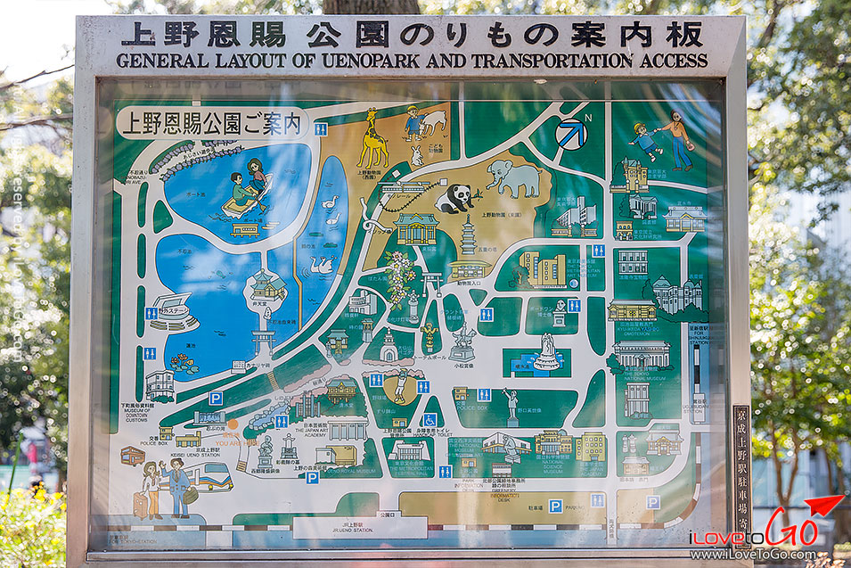 เที่ยวญี่ปุ่น โตเกียว ด้วยตัวเอง Japan Tokyo Trip แผนที่ภายในสวน ueno park