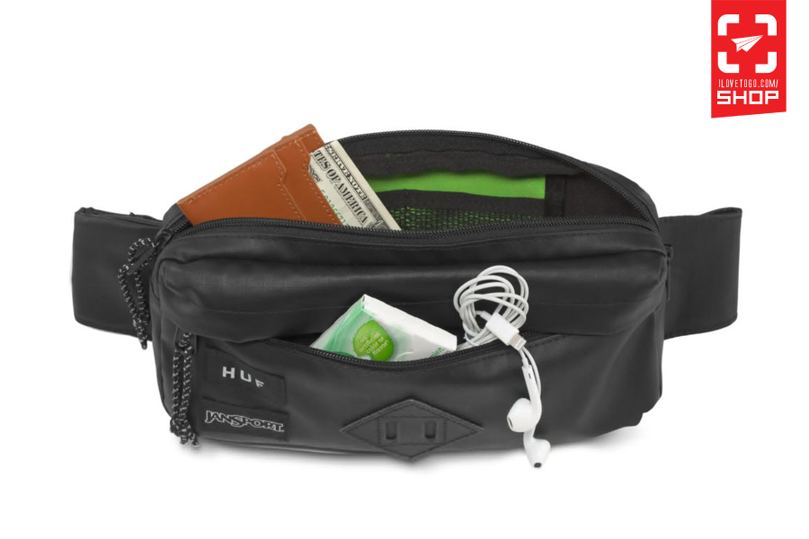 Jansport x Huf Waisted Waist Pack สี Black Coated Ripstop