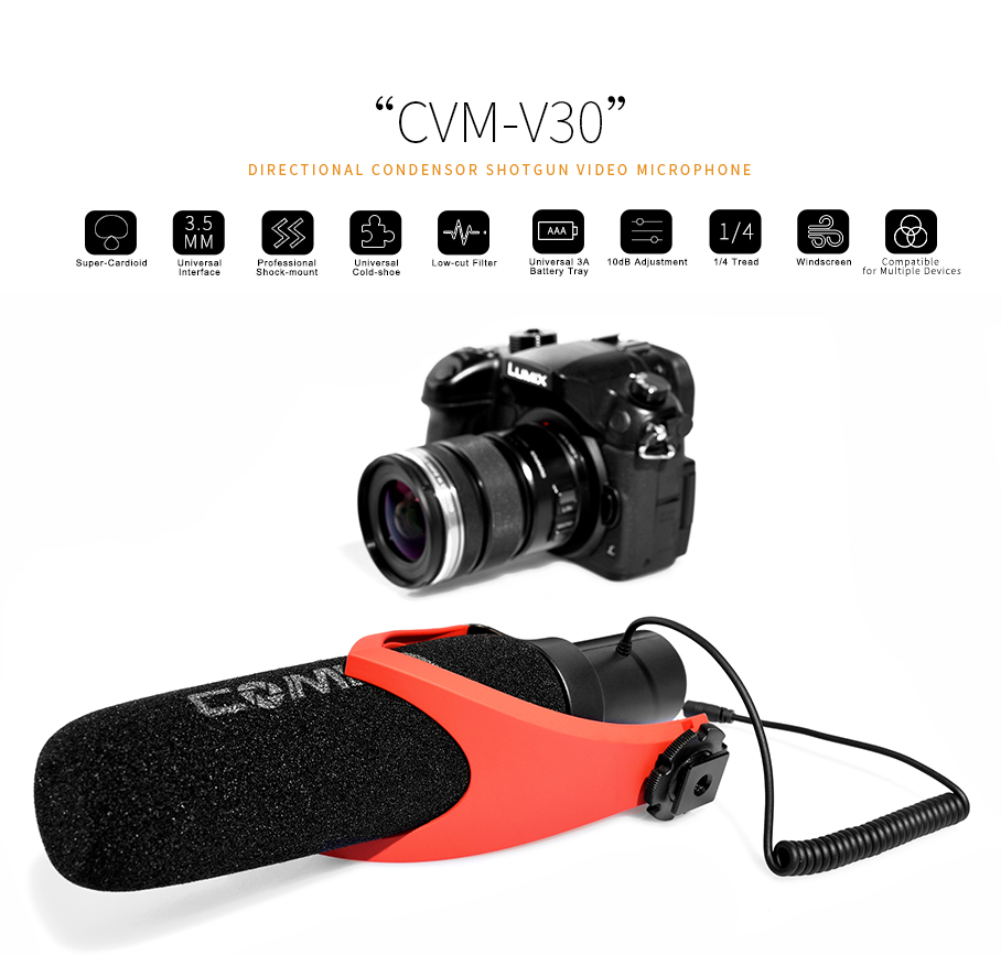 COMICA CVM-V30 R SHORTGUN VIDEO MICROPHONE