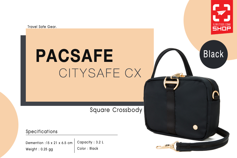 กระเป๋า Pacsafe Citysafe Anti-Theft Square Crossbody สี Black