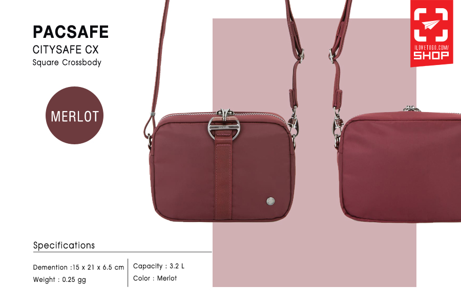 กระเป๋า Pacsafe Citysafe Anti-Theft Square Crossbody สี Merlot