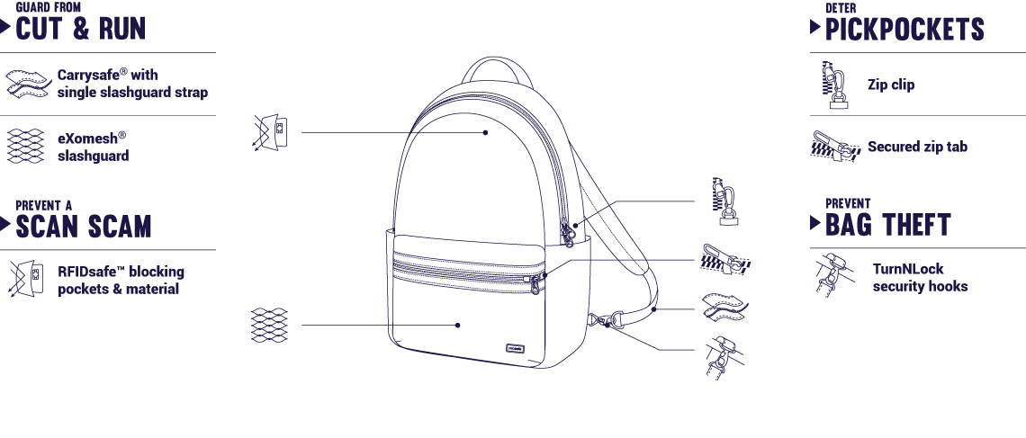 กระเป๋า Pacsafe Daysafe anti-theft backpack (Blackberry)