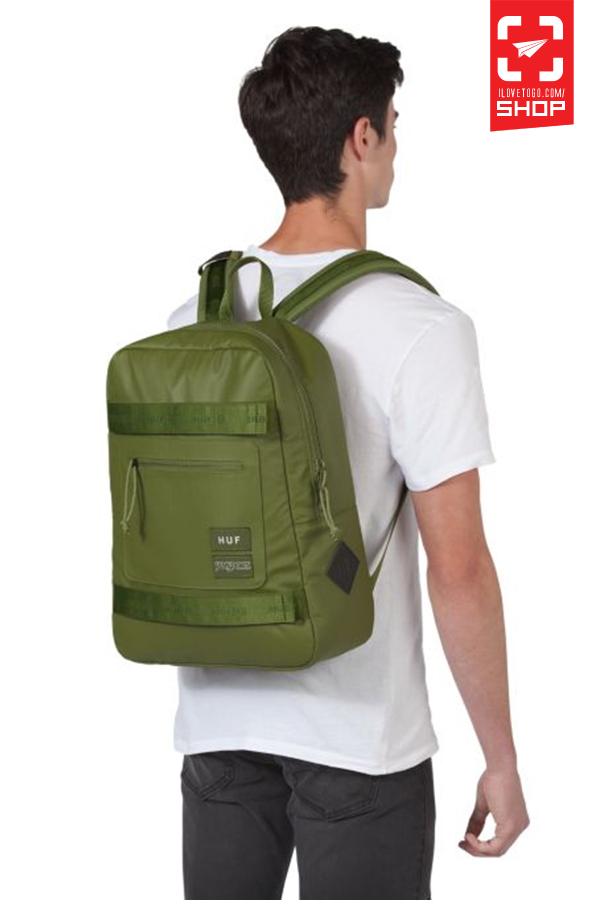 Jansport x HUF SKATE BREAK LS Olive Coated Ripstop